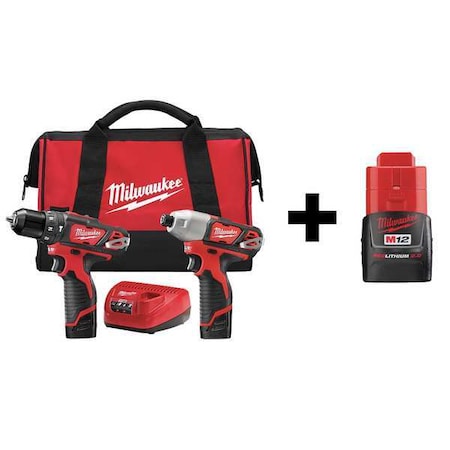 Cordless Combo Kit, 12.0 V, 2 Tools, 3 Batteries MPN:7DF47