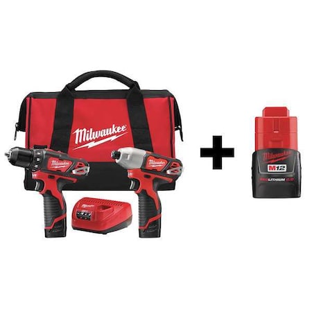 Cordless Combo Kit, 12.0 V, 2 Tools, 3 Batt MPN:7DF48