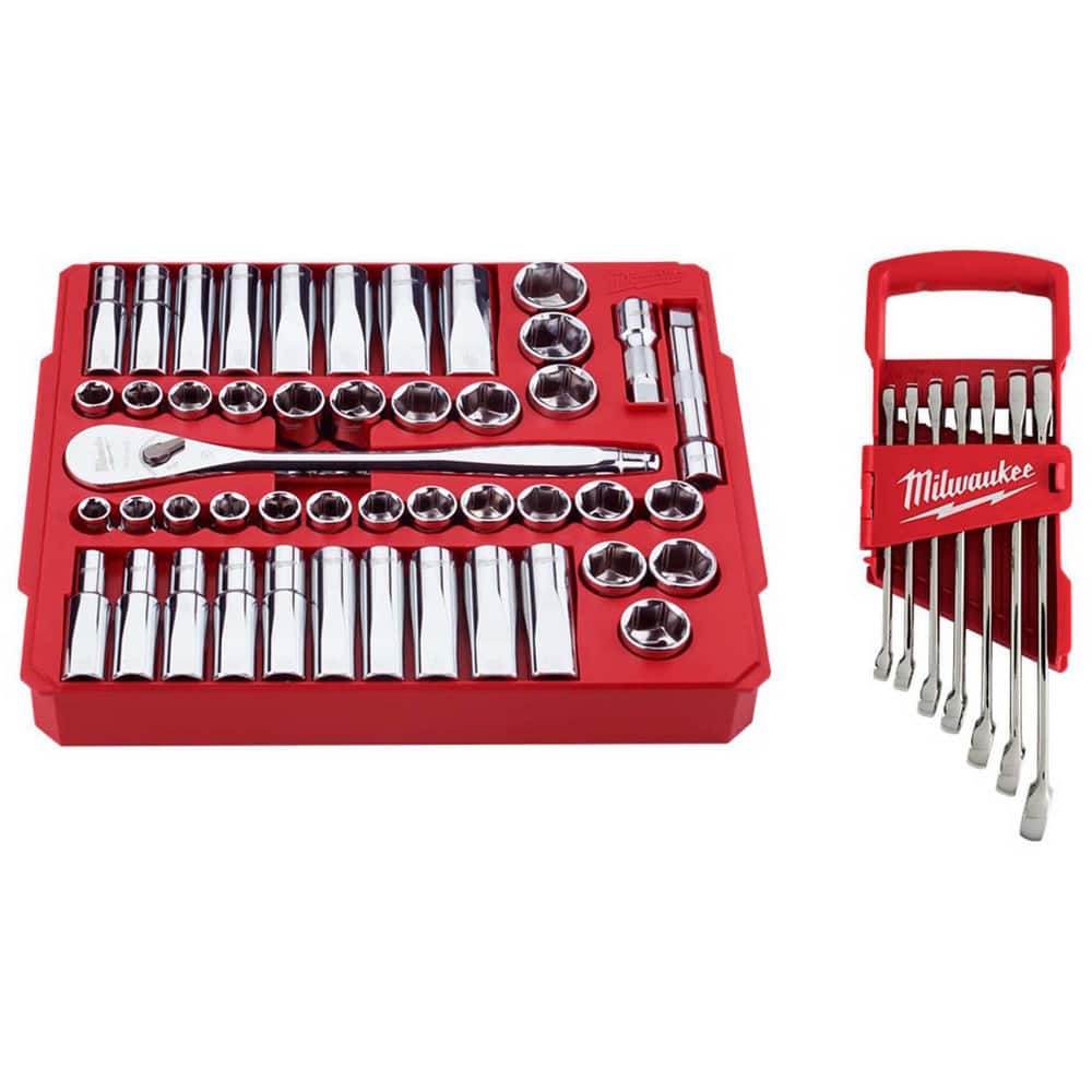 Ratchet & Socket Set Socket Set: 54 Pc, 1/2 to 1-1/8