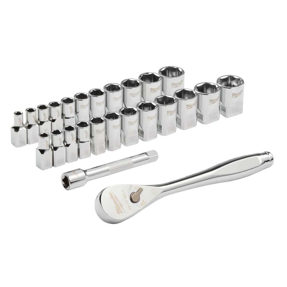 Ratchet & Socket Set Socket Set: 25 Pc, 0.25 IN Drive, MPN:48-22-9044
