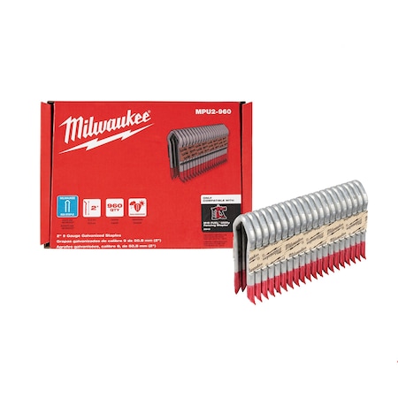 Cable Staples, 9 ga, Diamond Crown, 2 in Leg L, Aluminum, 960 PK MPN:MPU2-960