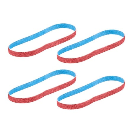 Bandfile Belts, 0.38 in W, 0.10 in L, Coated, Ceramic, 60 Grit, Coarse, Not Applicable, Blue, Red MPN:48-80-7060