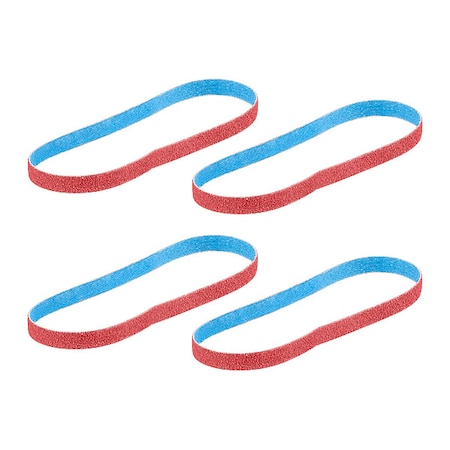 Bandfile Belts, 0.38 in W, 0.10 in L, Coated, Ceramic, 120 Grit, Fine, Not Applicable, Blue, Red MPN:48-80-7120