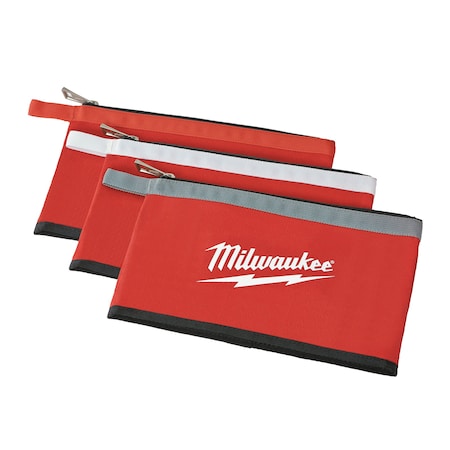 Canvas Zipper Pouches, Red, 3PK MPN:48-22-8193