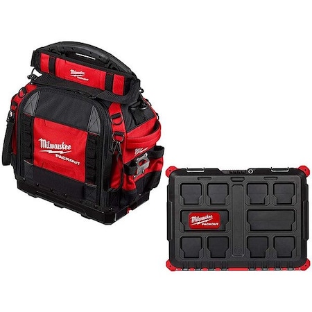 Structured Bag + Tool Box, Black, Red, Ballistic Nylon, 65 Pockets MPN:48-22-8316, 48-22-8424