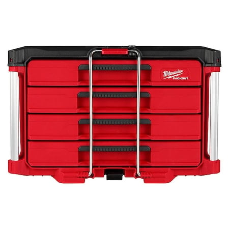 PACKOUT 4-Drawer Tool Box, Polymer, Black/Red, 22 in W x 16-1/2 in D x 14-1/2 in H MPN:48-22-8444
