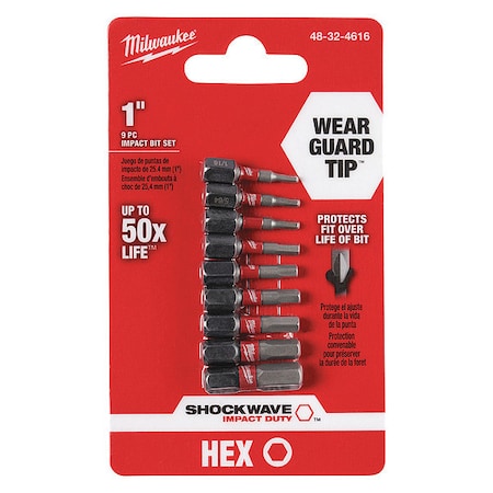 Shockwave Impact Hex Insert Bit Set -9PC MPN:48-32-4616