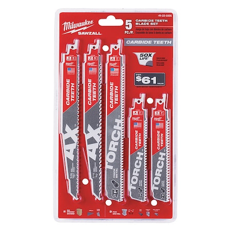 5PC Carbide Teeth Sawzall Blade Set MPN:49-22-5505