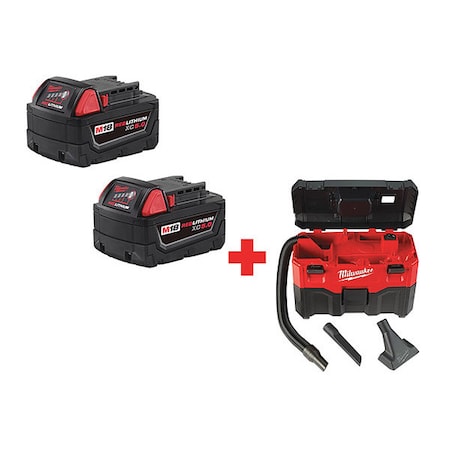 M18, Cordless Wet/Dry Vacuum, 2 gal, HEPA, 45 cfm MPN:48-11-1852, 0880-20