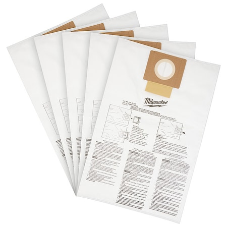 Fleece Dust Bags for M18 FUEL 6 Gallon Wet/Dry Shop Vacuum (5 pk) MPN:49-90-1979