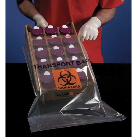 Transport Bag, 20 in L, 14 in W, CLR, PK100 MPN:ZLAB1420