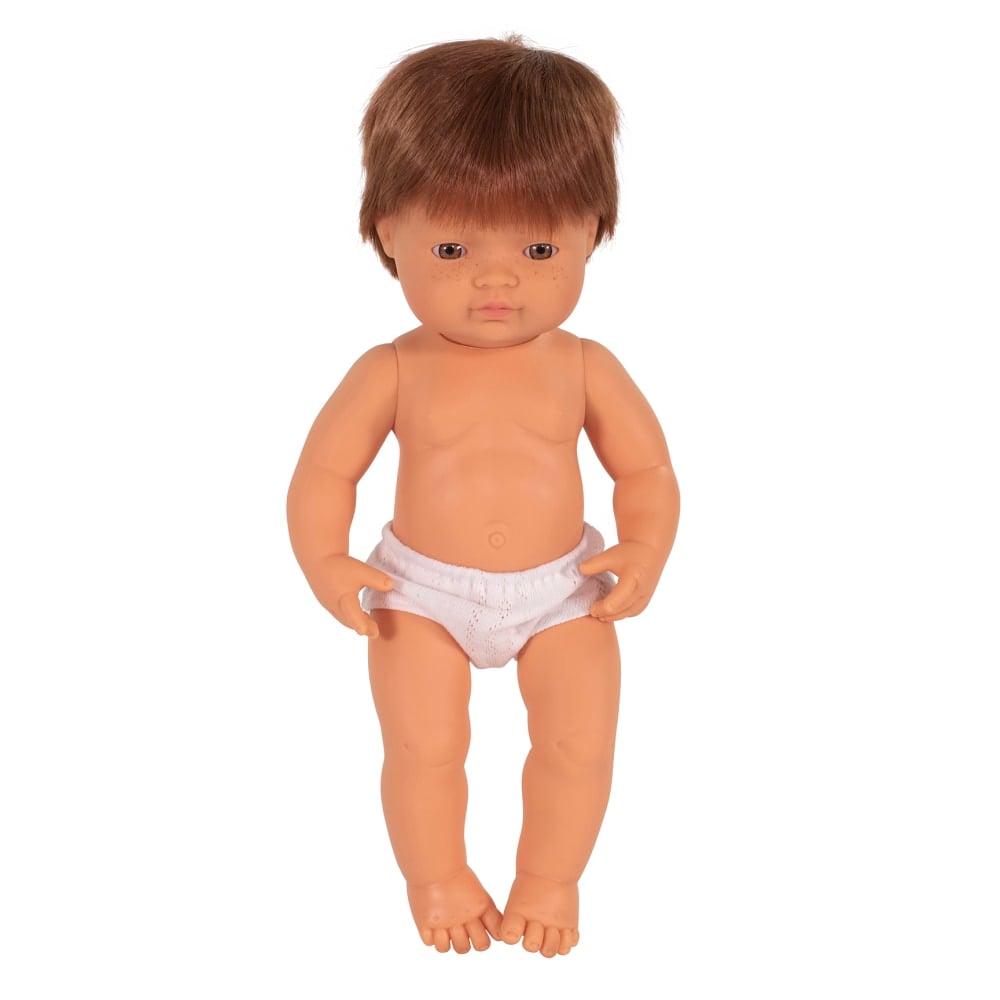 Miniland Educational Anatomically Correct 15in Baby Doll, Caucasian Boy, Red Hair MPN:MLE31049