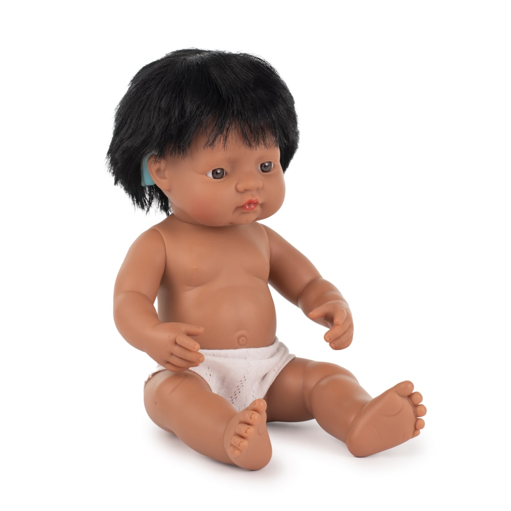 Miniland Educational Baby Doll, 15in, Hispanic Boy With Hearing Aid MPN:MLE31116