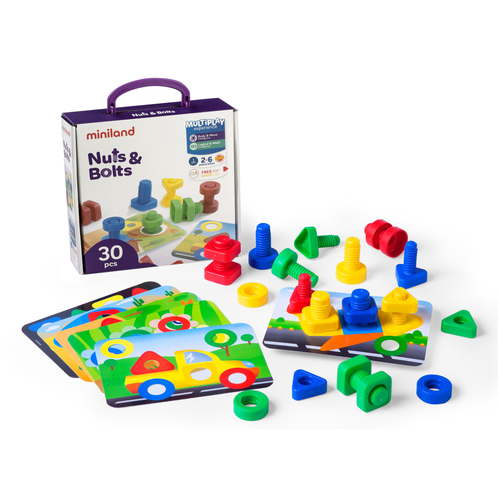 Miniland Nuts & Bolts School Activity Set, 24-Piece Set MPN:MLE45303
