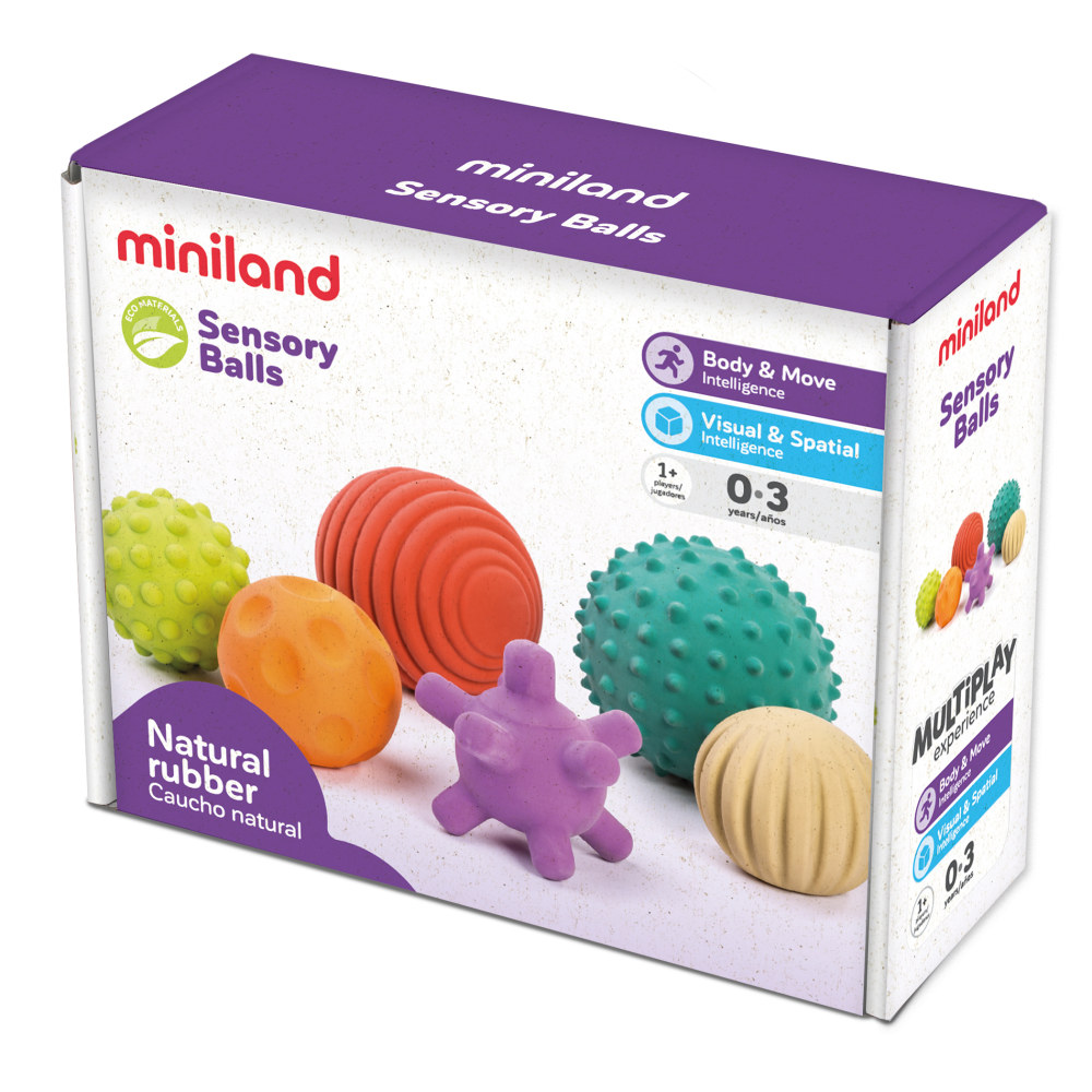 Miniland Educational Sensory Balls, Assorted Colors, Set Of 6 Balls MPN:MLE97314
