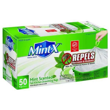 13 gal Rodent-Repellent Trash Bags, 25 in x 25 in, 0.90 mil, White MPN:MX2425W40F