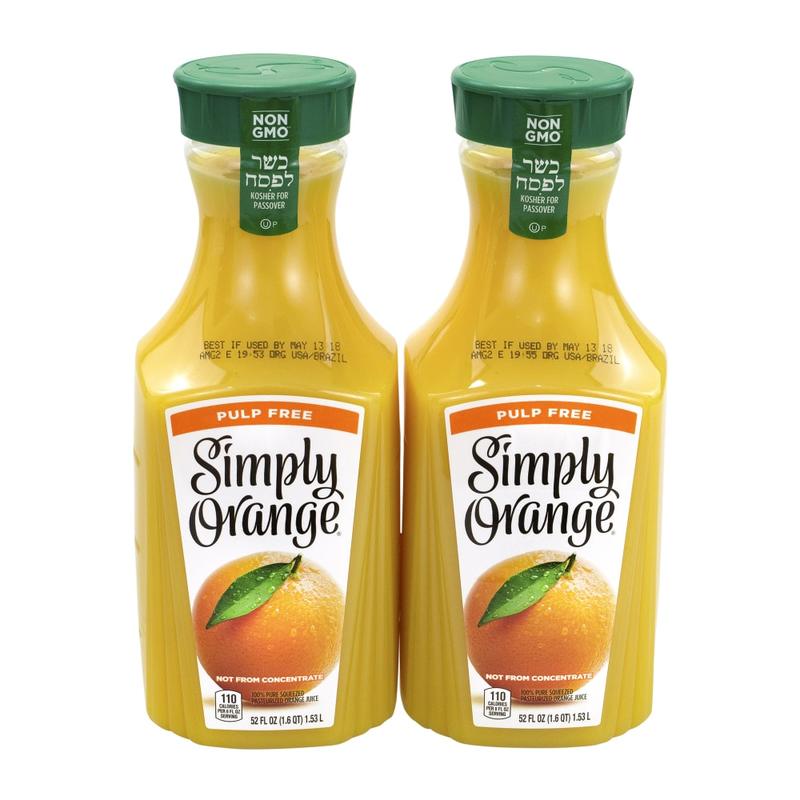 Simply Orange Pulp-Free Orange Juice, 46 Oz, Pack Of 2 Bottles MPN:10014