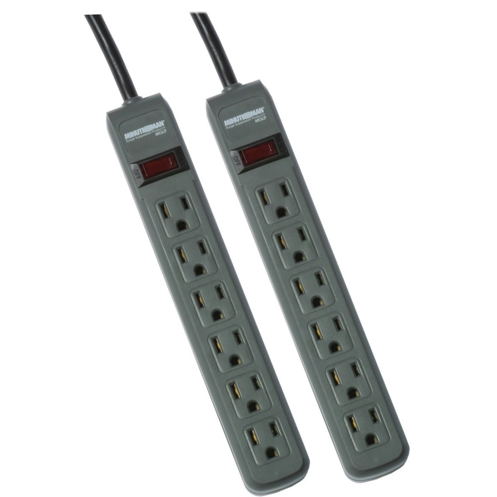 Minuteman MMS Series 6 Outlet Surge Suppressor Twin Pack - Receptacles: 6 - 241J - Receptacles: 6 - 241J MPN:MMS362P