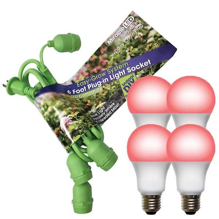 Grow LED Light Cord System 4 Socket & LED Red Spectrum Grow Light Kit MPN:602266