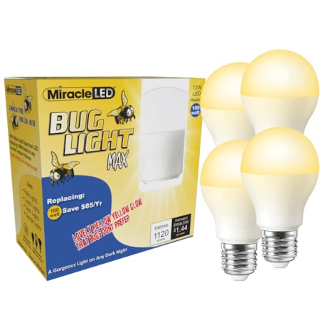 Bug Light MAX Yellow Amber Glow Replace 100w for Porch & Patio, PK4 MPN:602162