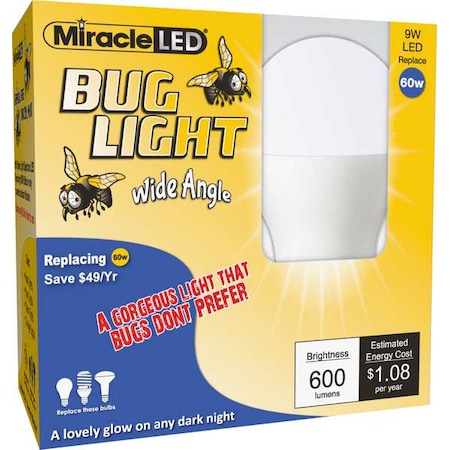 9 W, Compact LED Bulb, Amber, A19, 2000K Temp. Frosted, Non-Dimmable, PK2 MPN:602169