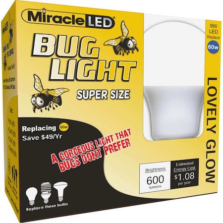 9 W, Compact LED Bulb, Amber, A19, 2000K Temp. Frosted, Non-Dimmable, PK2 MPN:602173