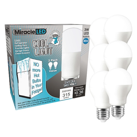 3 W, LED Bulb, Cool White, A15, 6500K Temp. Frosted, Non-Dimmable, PK6 MPN:602185