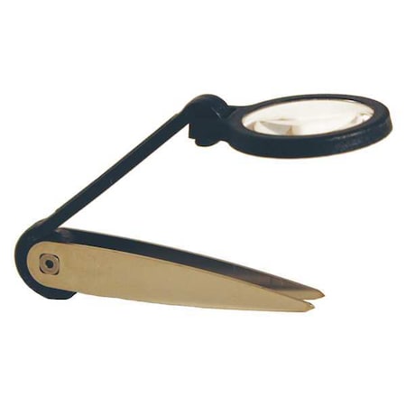 Tweezer, Stainless Steel, 2 1/4 in L, Green, Silver, Built-in, Adjustable 5X Power Magnifying Glass MPN:MPT12BLK/CLR