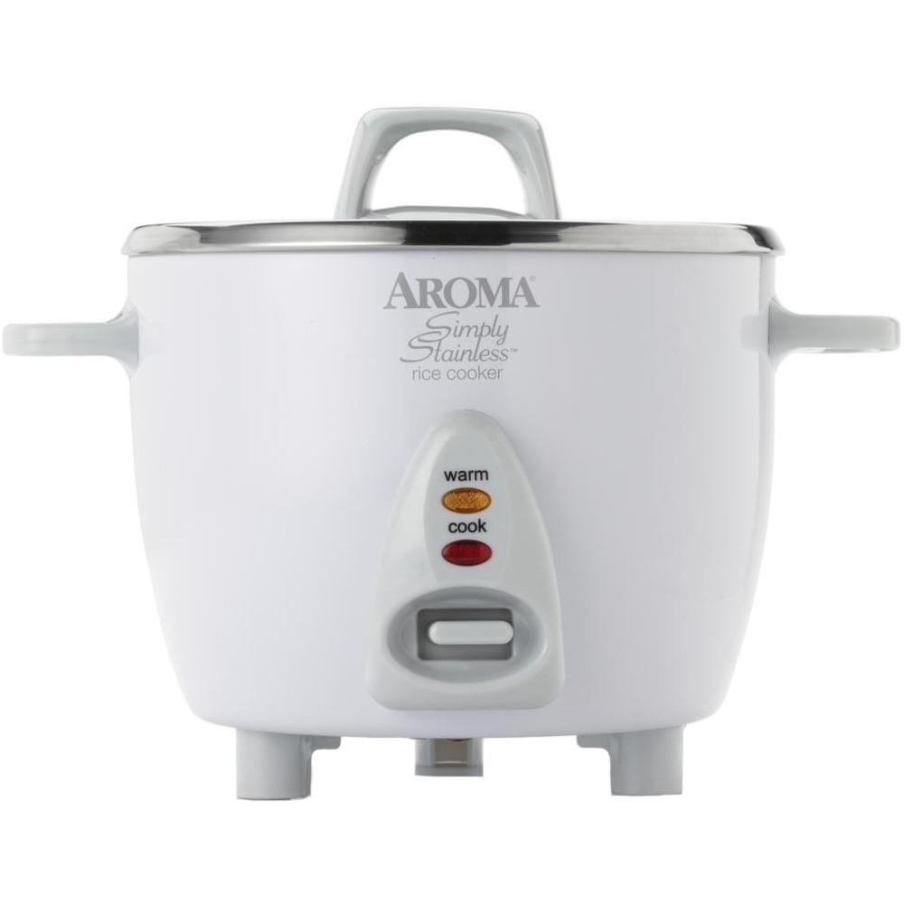 Aroma ARC-753SG Simply Stainless 6-Cup Rice Cooker, 8-1/8inH x 10-5/16inW x 8-1/4inD, White MPN:ARC-753SG