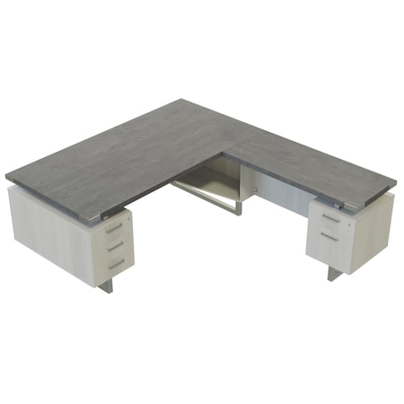 L-Shaped Office Desk, 78 in D X 29 1/2 in H, 72 in W X MPN:MRLSBF7236SGY