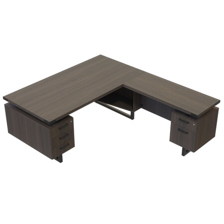 L-Shaped Office Desk, 78 in D X 29 1/2 in H, 72 in W X MPN:MRLSBF7236STO