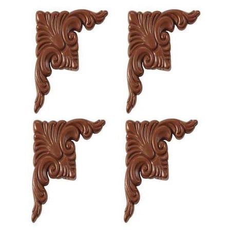 Corner Plates, 3 1/2 in L, 3 1/2 in W, 1/4 in H, Wood Grain MPN:63504