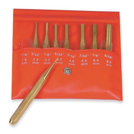 Drive Pin Punch Set, 8 Pieces, Brass MPN:985-120