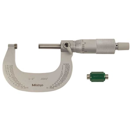 Micrometer, 1-2 In, 0.0001 In, Ratchet MPN:102-328-10