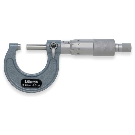 Micrometer, 0 to 25mm, 0.01, Ratchet MPN:103-137