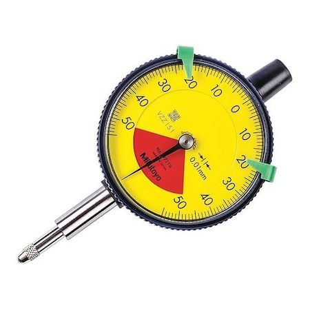 Dial Indicator, 0 to 0.1mm Range, Yellow MPN:2972AB