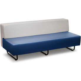 MityBilt Drift Straight Bench Soft Seating Armless Steel Black Frame White/Navy DRFTB.WHT.NVY