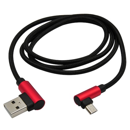 Right Angle Micro USB Cable Red/Black MPN:MB06117