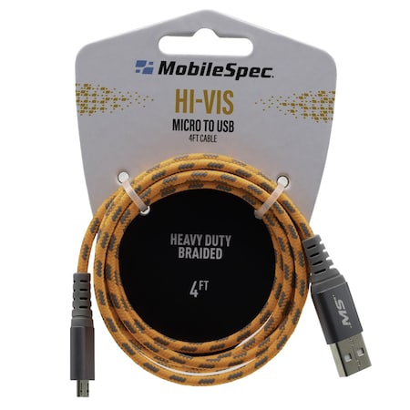 Hi-Vis 4Ft Micro To Usb Cable, Orange MPN:MBSHV0413
