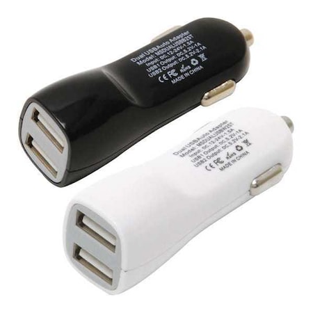 Dc USB Dual, Black/White MPN:MSDLUSBBW