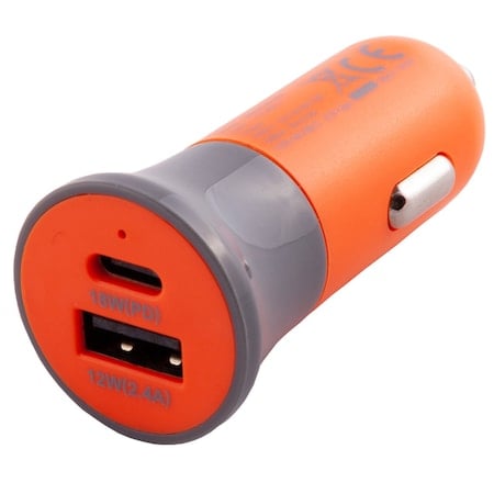 Hi-Vis Dual Port 30W Dc Charger, Orange MPN:MBSHVDC02