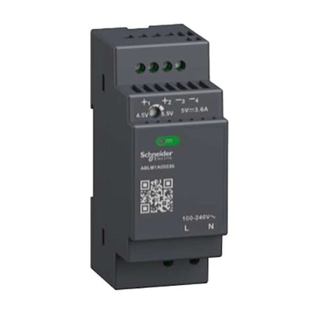 Power Supply, 90/264V AC, 5V DC, 18 W, 3.6 A, DIN Rail/Panel MPN:ABLM1A05036