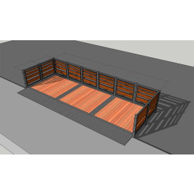 Modstreet Parklet w/ 10 Panels Wood Slat Inserts & 3 Ramps For Sidewalk 19'L x 6'W x 3.5'H 100