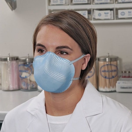 Disposable Respirator, N95, Molded, Dual Strap, Non-Adj., Dura-Mesh Shell, Blue, L, PK 20 MPN:1513