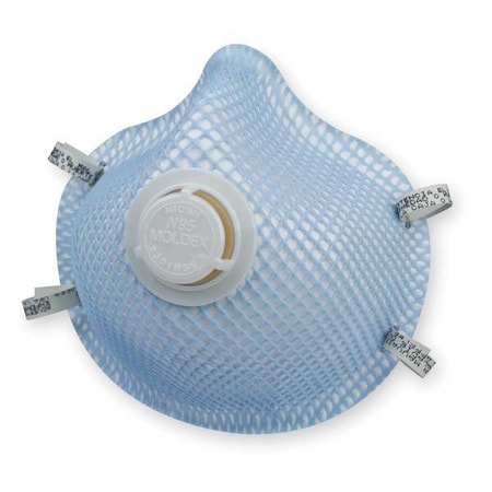Disposable Respirator, N95, Exhale Valve, Non Adj. Dual Strap, Molded Nose Bridge, Blue, S, PK 10 MPN:2301N95