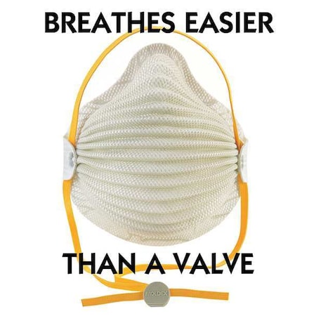 Disposable Respirator, N95, AirWave, Adj. SmartStrap, Molded Nose Bridge, Gray, M/L, PK10 MPN:4600
