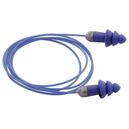 SmartFit Reusable Corded Ear Plugs, Metal Detectable, Flanged Shape, NRR 27 dB, Blue, 50PK MPN:6415