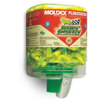 Goin' Green Ear Plugs with Dispenser, Foam, Bullet, 33 dB NRR, Uncorded, 250 Pairs Per Pkg MPN:6646