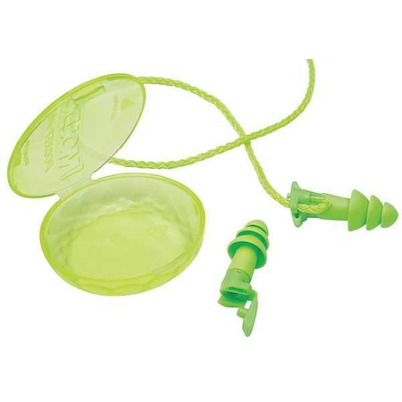 Flip to Listen Reusable Soft Plastic Dual Mode Ear Plugs, Flanged Shape, 24 dB, Green, 50 PK MPN:6770