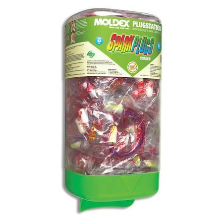 SparkPlugs Ear Plugs with Dispenser, Foam, Bullet, 33 dB NRR, Corded, 150 Pairs Per Pkg MPN:6880